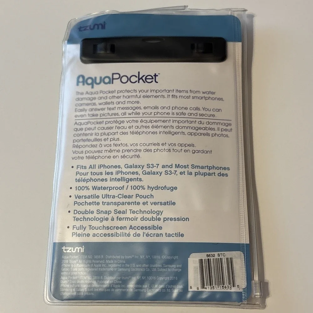 Tzumi Aqua Pocket 100% Waterproof Pouch Case for iPhone Galaxy 3856MJ NEW